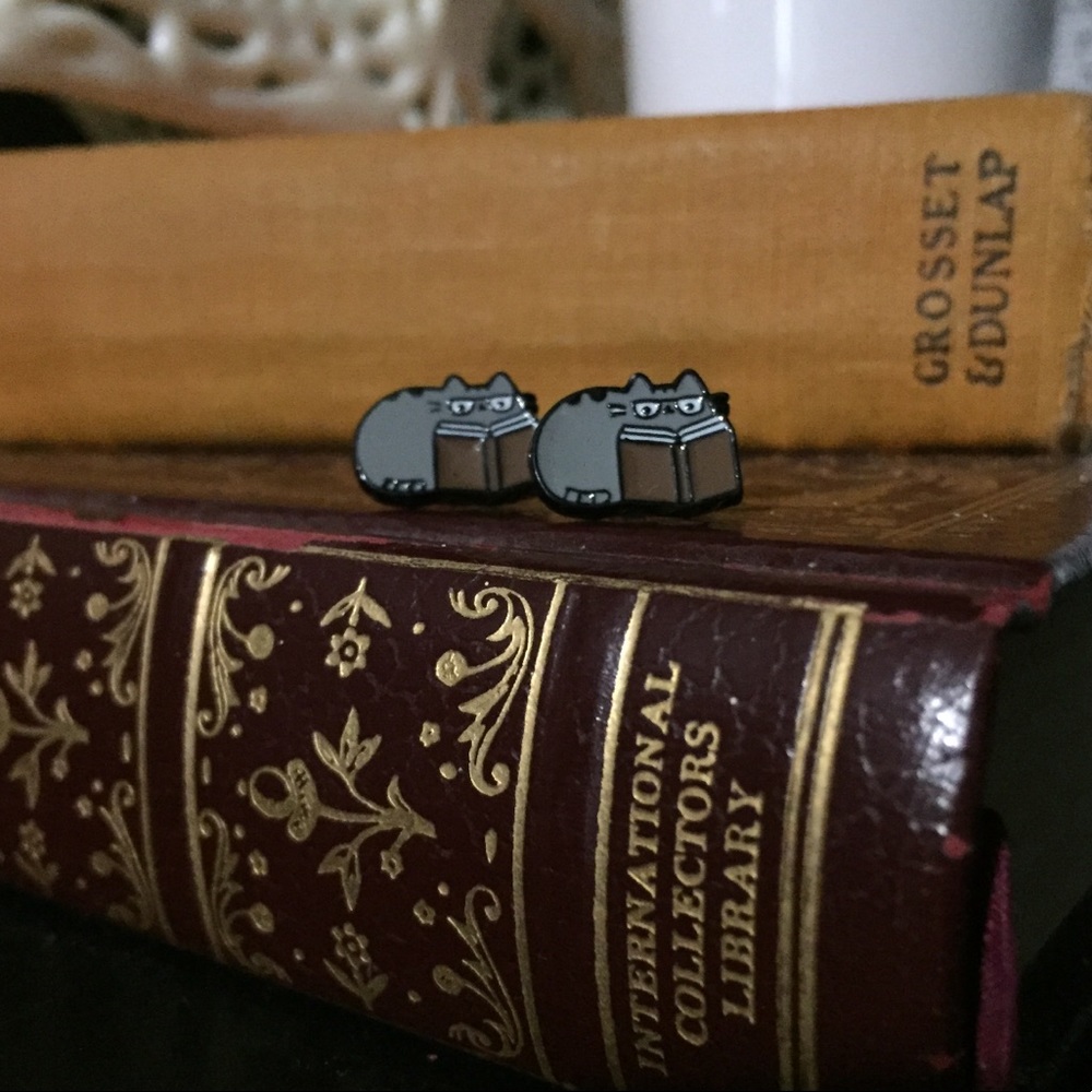 📚Bookworm Pusheen Kitty Earrings📚🎯